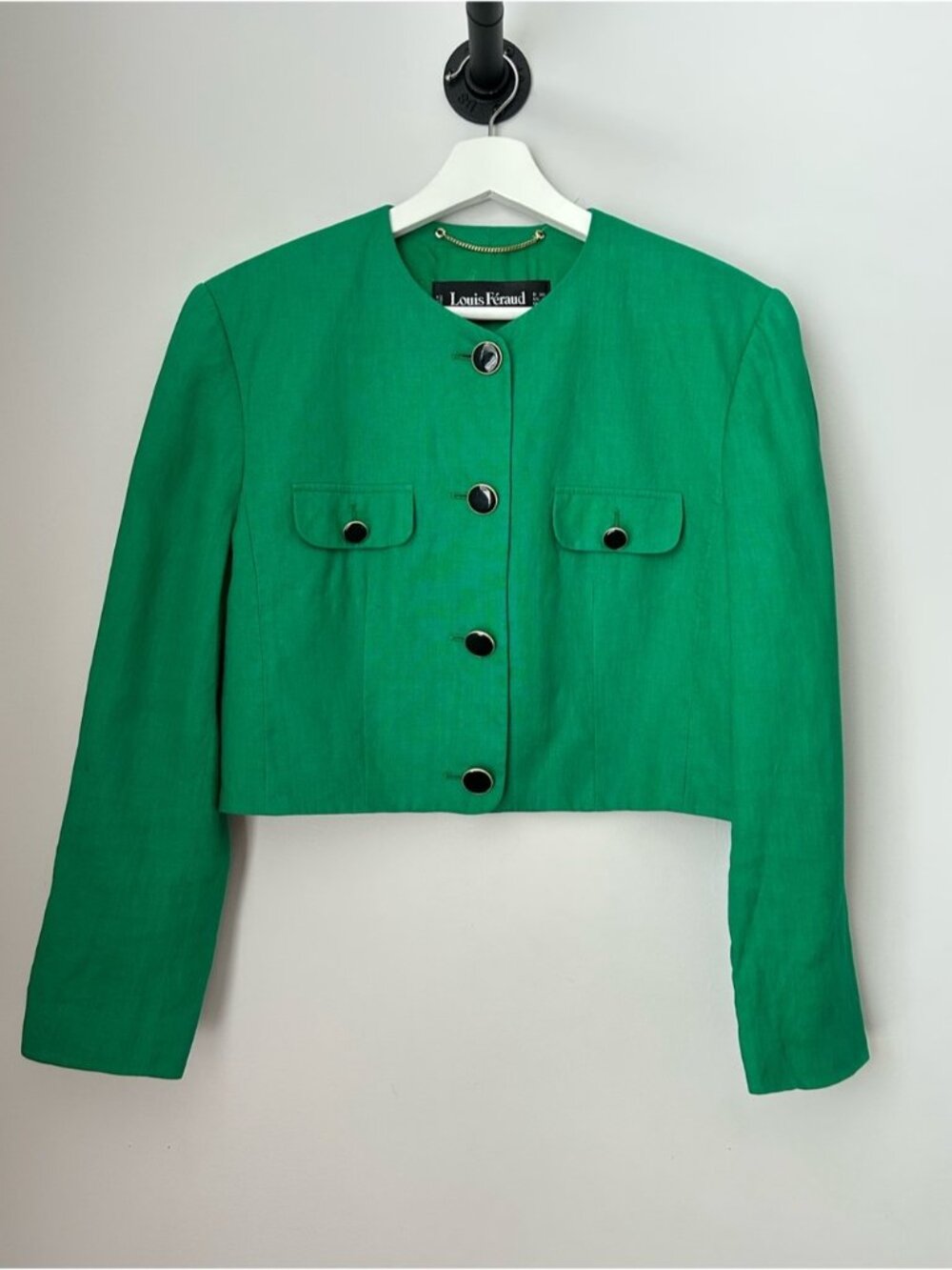 Louis Feraud Cropped Button-Up Blazer Jacket
